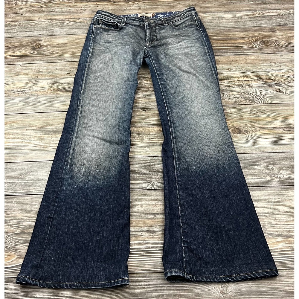 Paige Womens Jeans Blue 30 Premium Denim Flared Medium Wash Button Zip Low Rise